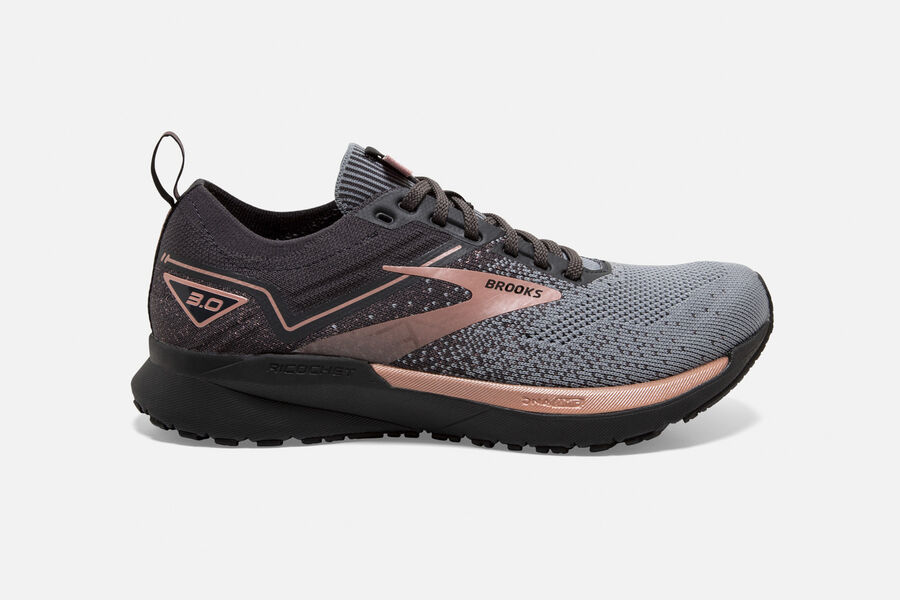 Ricochet 3 Road Brooks Running Shoes NZ Womens - Dark Grey/Pink - EDKRZB-120